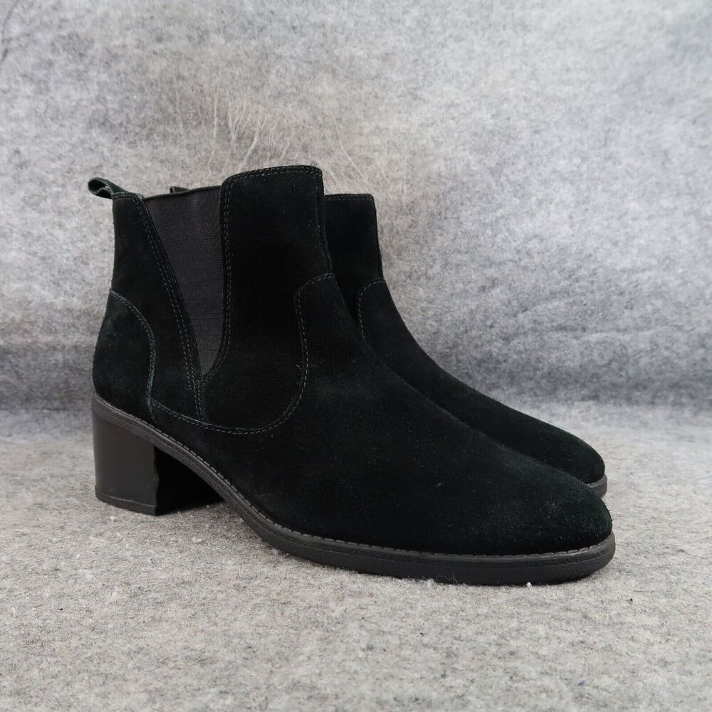 Clarks Shoes Womens 10 Boots Classic Block Heel Leather Nevella Fashion Black